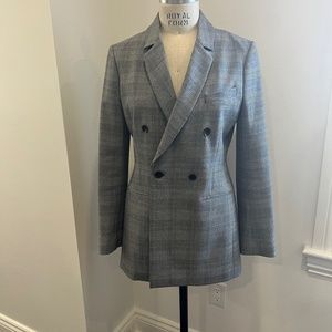 BCBG double breasted plaid blazer